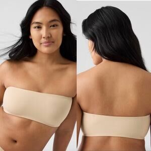 True & Co Convertible Bandeau Strapless Wireless Bra Light Beige Size Large New